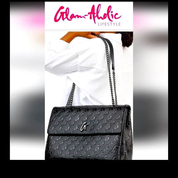 GLAMAHOLIC Handbags - NWT  GLAMAHOLIC LARGE BLACK MONOGRAM LUXURY FLAP BAG